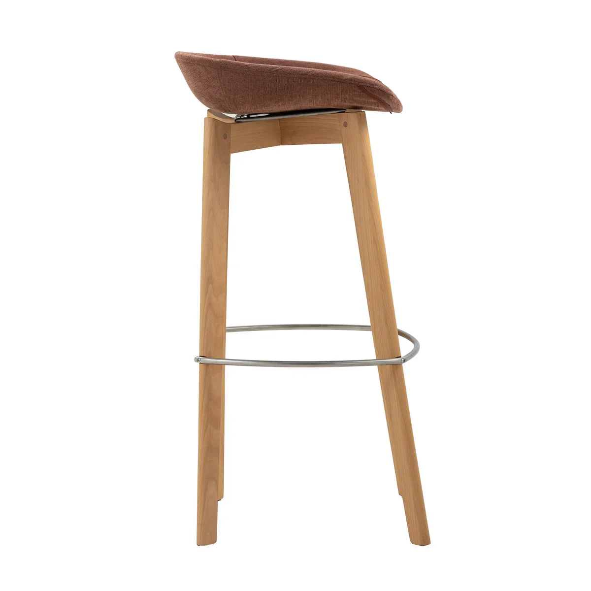 FEROS Keeve stapelbarer Barstuhl - niedrige Sitzschale, gepolstert - Holz / Rotbraun - Image 5