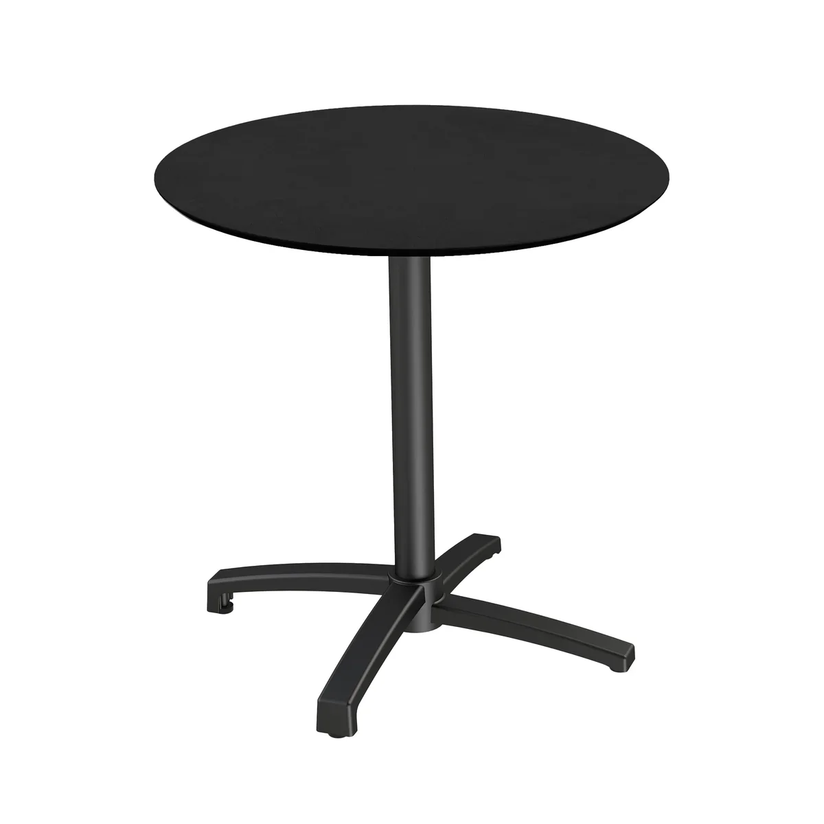 Feros X Cross Terrassentisch Schwarz gestell + Schwarz HPL Ø70 cm