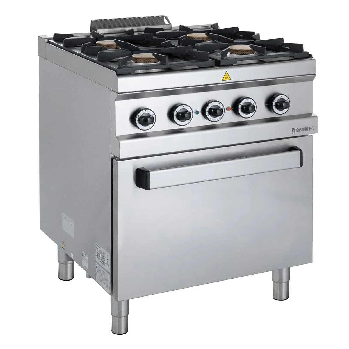 Gasherd Serie 700 - 70/70 mit Elektrobackofen, Umluft - 4 Kochstellen - 30,6 kW