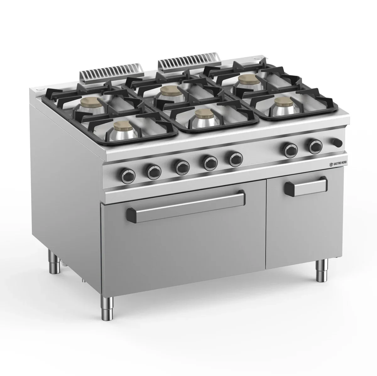 Gasherd Serie 900 - 120/90 mit Elektrobackofen - 6 Kochstellen - 39 kW