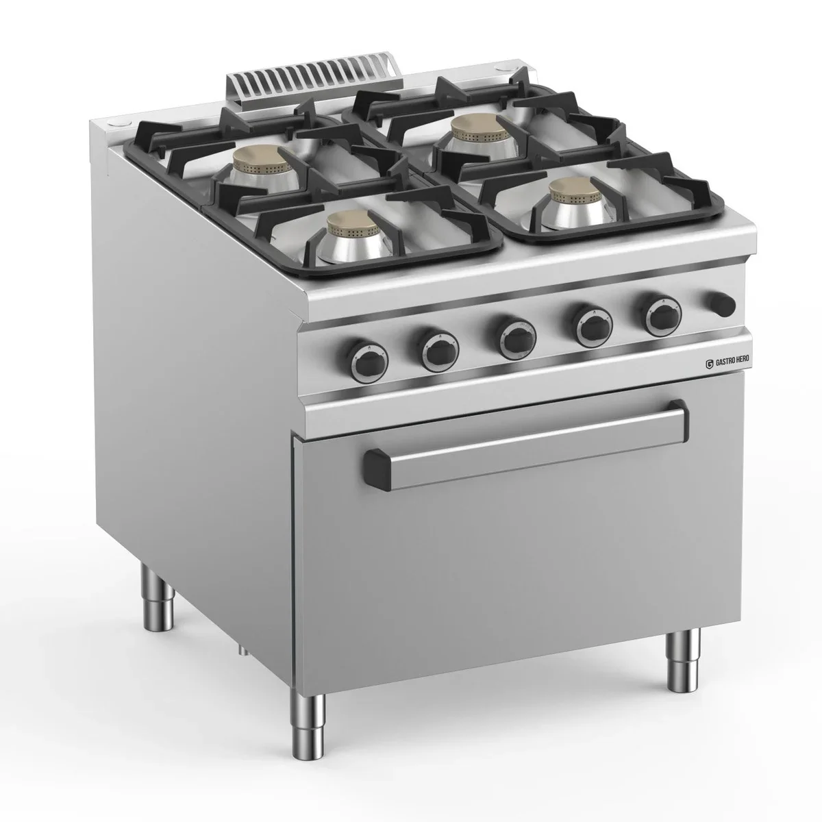 Gasherd Serie 900 - 80/90 mit Elektrobackofen - 4 Kochstellen - 42 kW