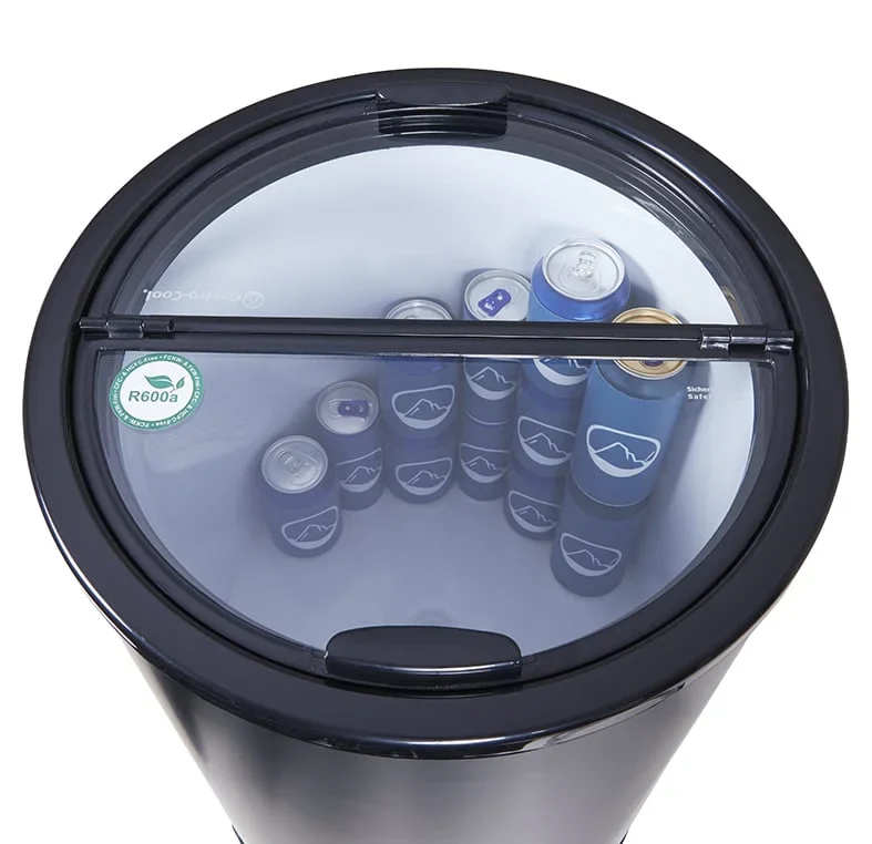 Gastro-Cool PT40 Party-Cooler / Kühltonne 40 Liter mit Glasdeckel schwarz, auf Rollen - Image 4