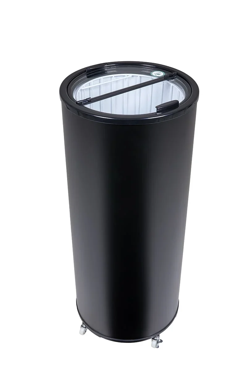Gastro-Cool PT75 Party-Cooler / Kühltonne 73 Liter mit Glasdeckel schwarz, auf Rollen - Image 6