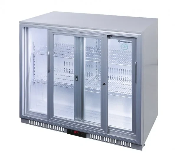 Gastro-Cool UC200 Barkühlschrank 208 Liter Schiebetüren silber, LED, unterbaufähig - Image 10