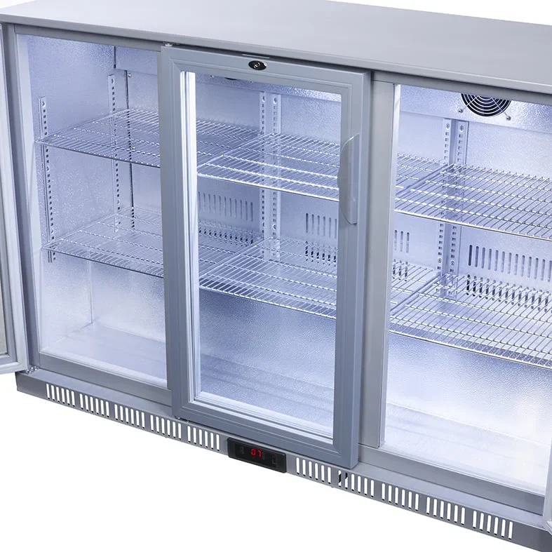 Gastro-Cool UC300 Barkühlschrank 330 Liter Schiebetüren silber, LED, unterbaufähig - Image 6