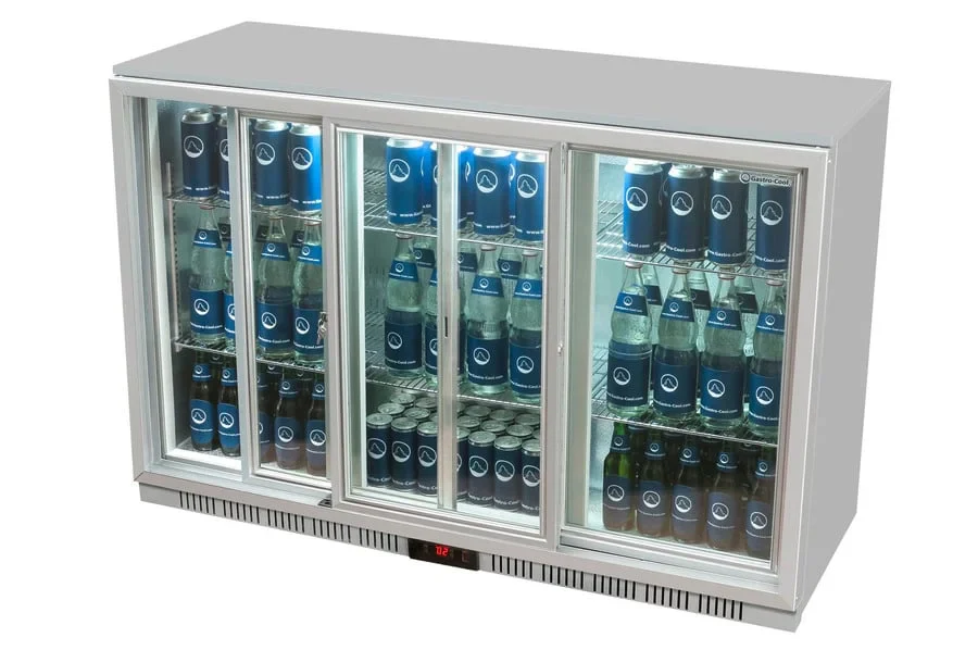 Gastro-Cool UC300 Barkühlschrank 330 Liter Schiebetüren silber, LED, unterbaufähig - Image 8