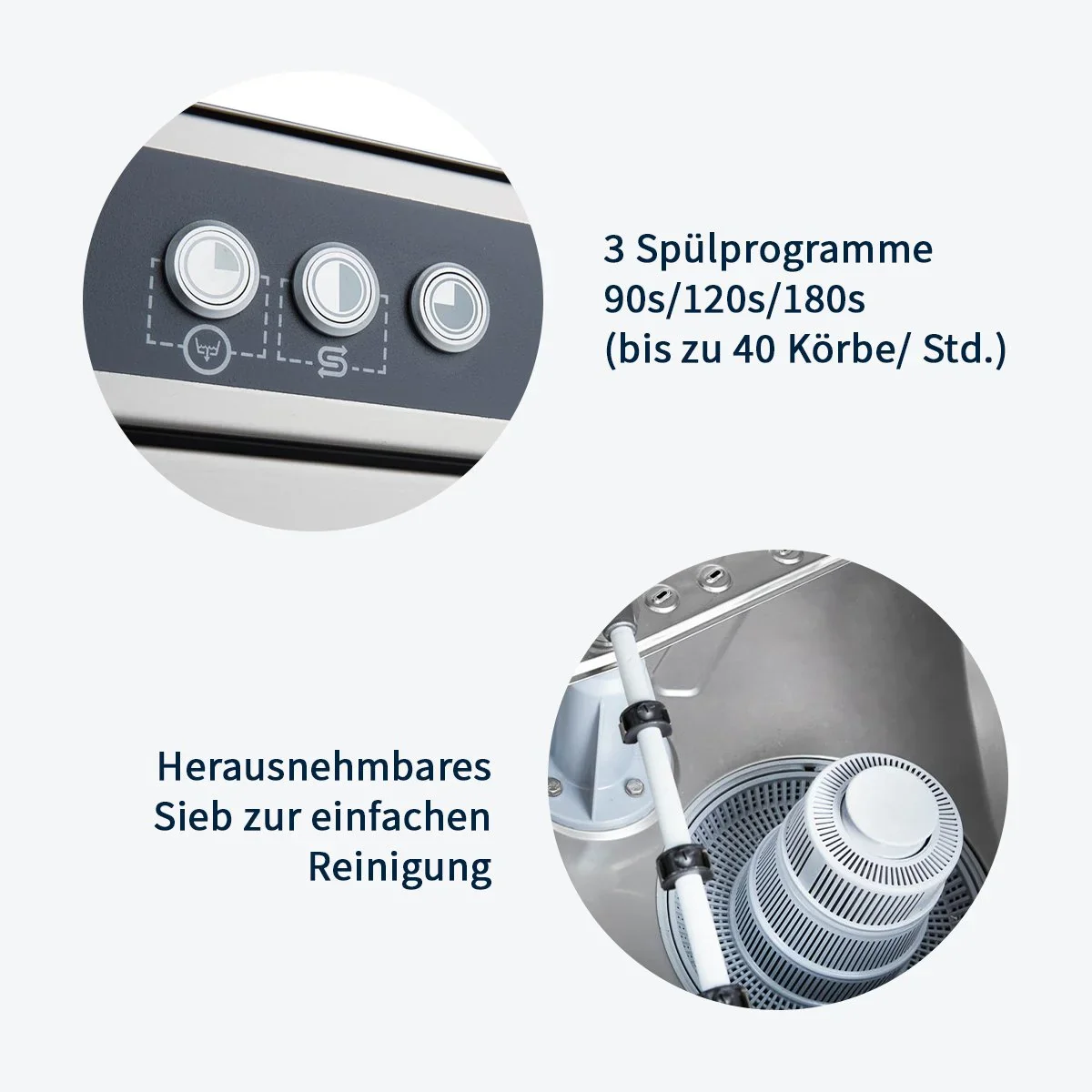 Geschirrspülmaschine ECO 50x50 cm Korbmaß, mit Reiniger- & Klarspüldosierer, mit Ablaufpumpe & Enthärter, Made in Europe, 230 Volt - Image 15