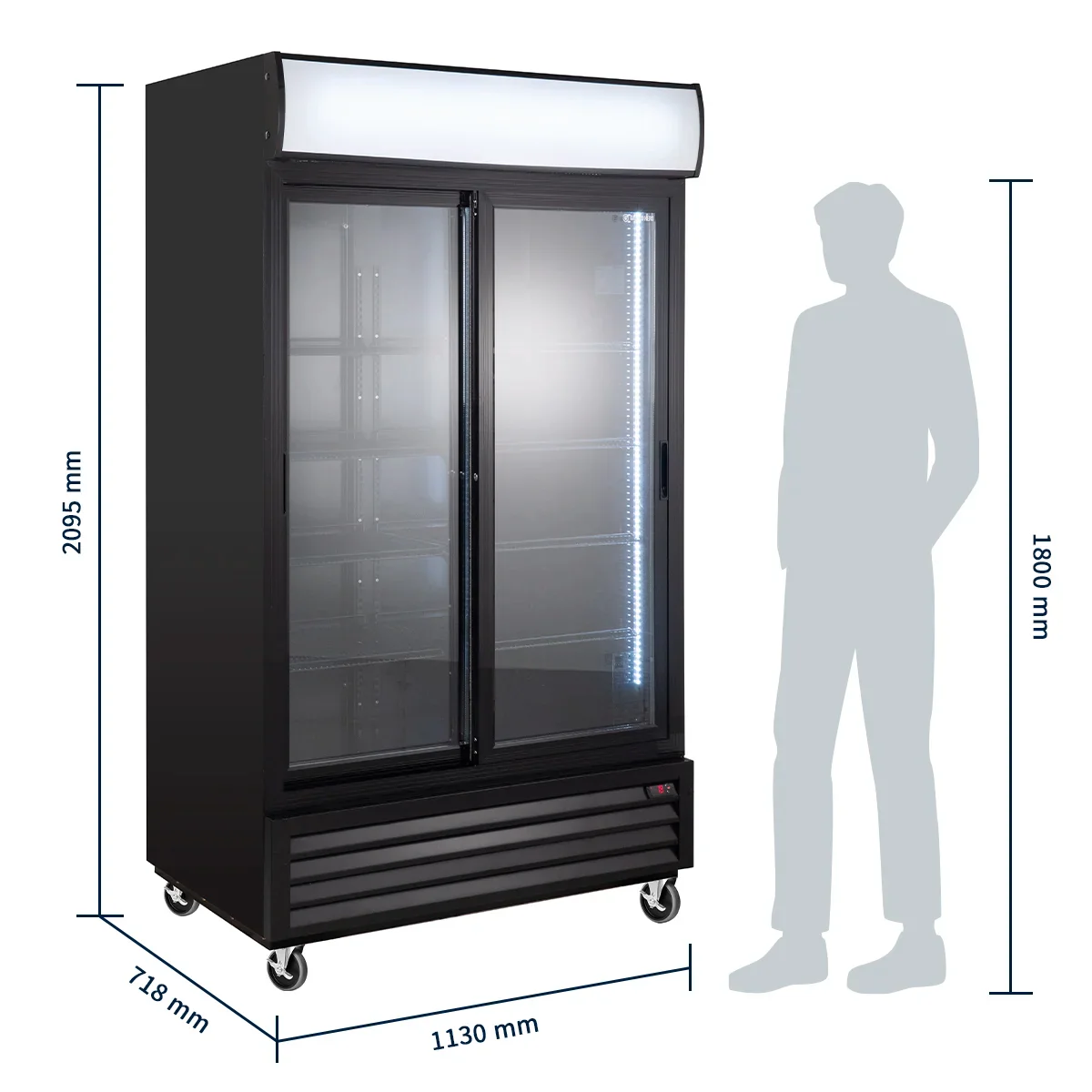 Getränkekühlschrank ECO 1000 mit Schiebetüren und Leuchtaufsatz - Image 3