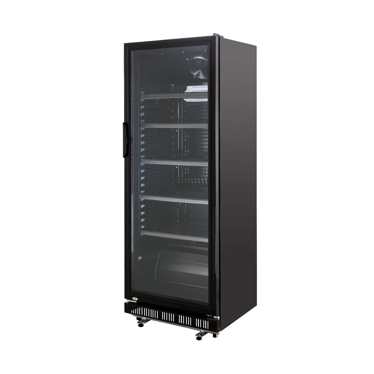 Getränkekühlschrank GK-360BB, 360 Liter Kühlraumvolumen, 4 verstellbare Einlegeböden, Innenbeleuchtung, Abschließbar, Schwarz - Image 4