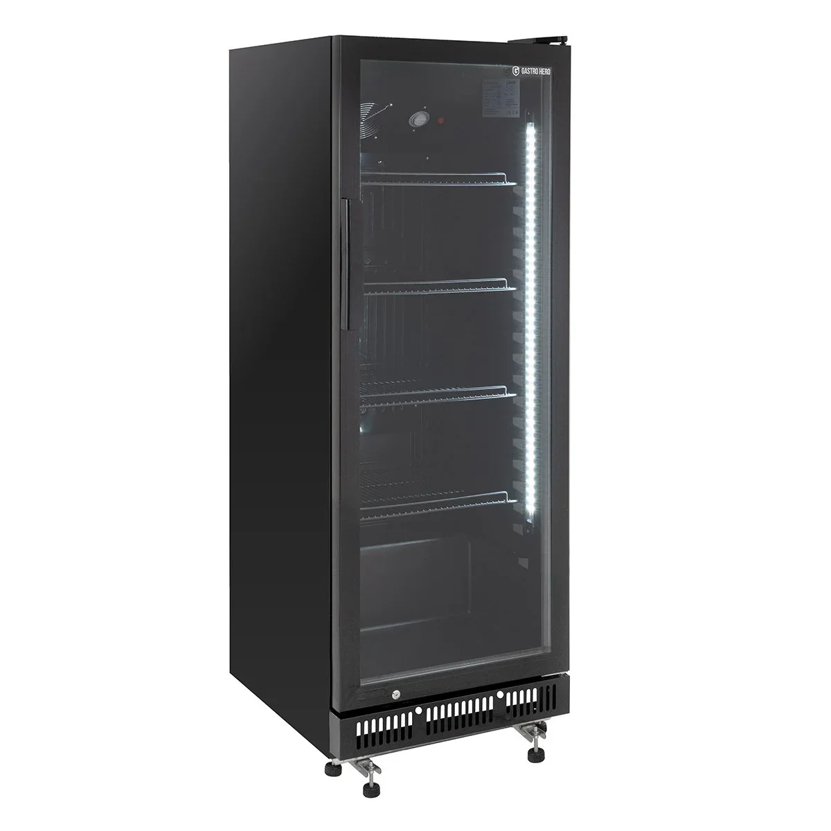 Getränkekühlschrank GKS-230, 230 Liter Kühlraumvolumen, 4 verstellbare Einlegeböden, Innenbeleuchtung, Abschließbar, Schwarz