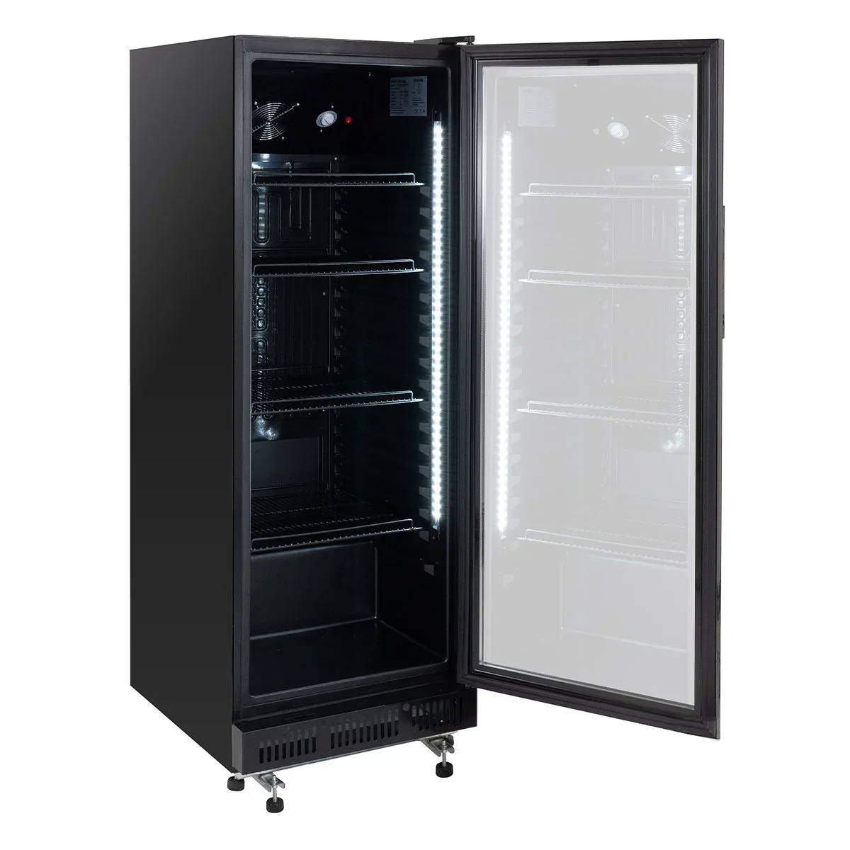 Getränkekühlschrank GKS-230, 230 Liter Kühlraumvolumen, 4 verstellbare Einlegeböden, Innenbeleuchtung, Abschließbar, Schwarz - Image 2