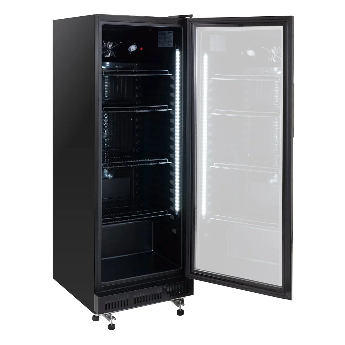 Getränkekühlschrank GKSE230, 230 Liter Kühlraumvolumen, 4 verstellbare Einlegeböden, Innenbeleuchtung, Abschließbar, Schwarz - Image 2