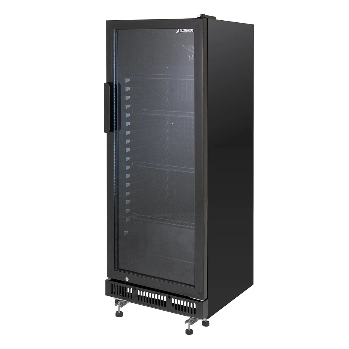 Getränkekühlschrank GKSE230, 230 Liter Kühlraumvolumen, 4 verstellbare Einlegeböden, Innenbeleuchtung, Abschließbar, Schwarz - Image 3