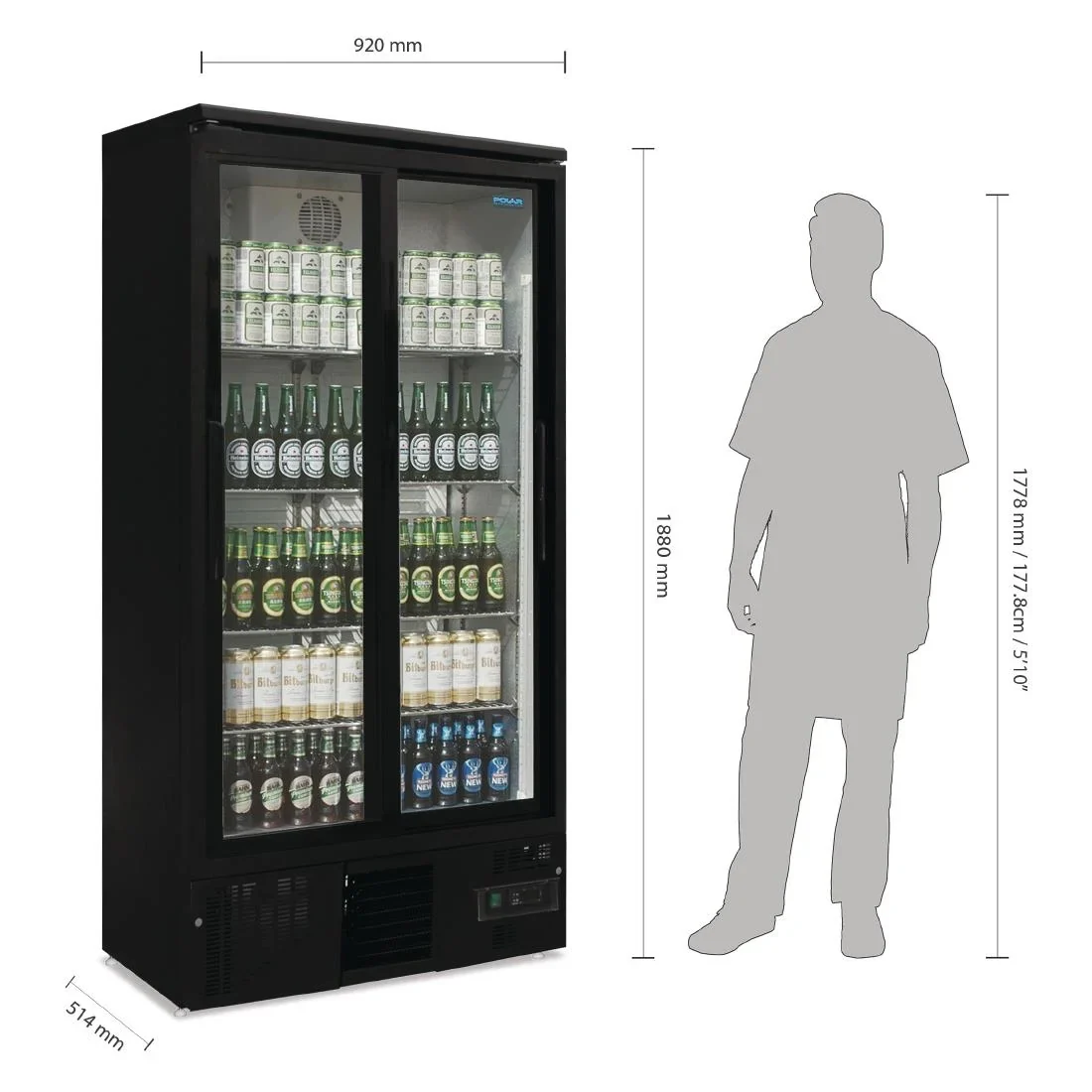 Getränkekühlschrank Polar 490 schwarz - mit 2 Schiebetüren - Image 7