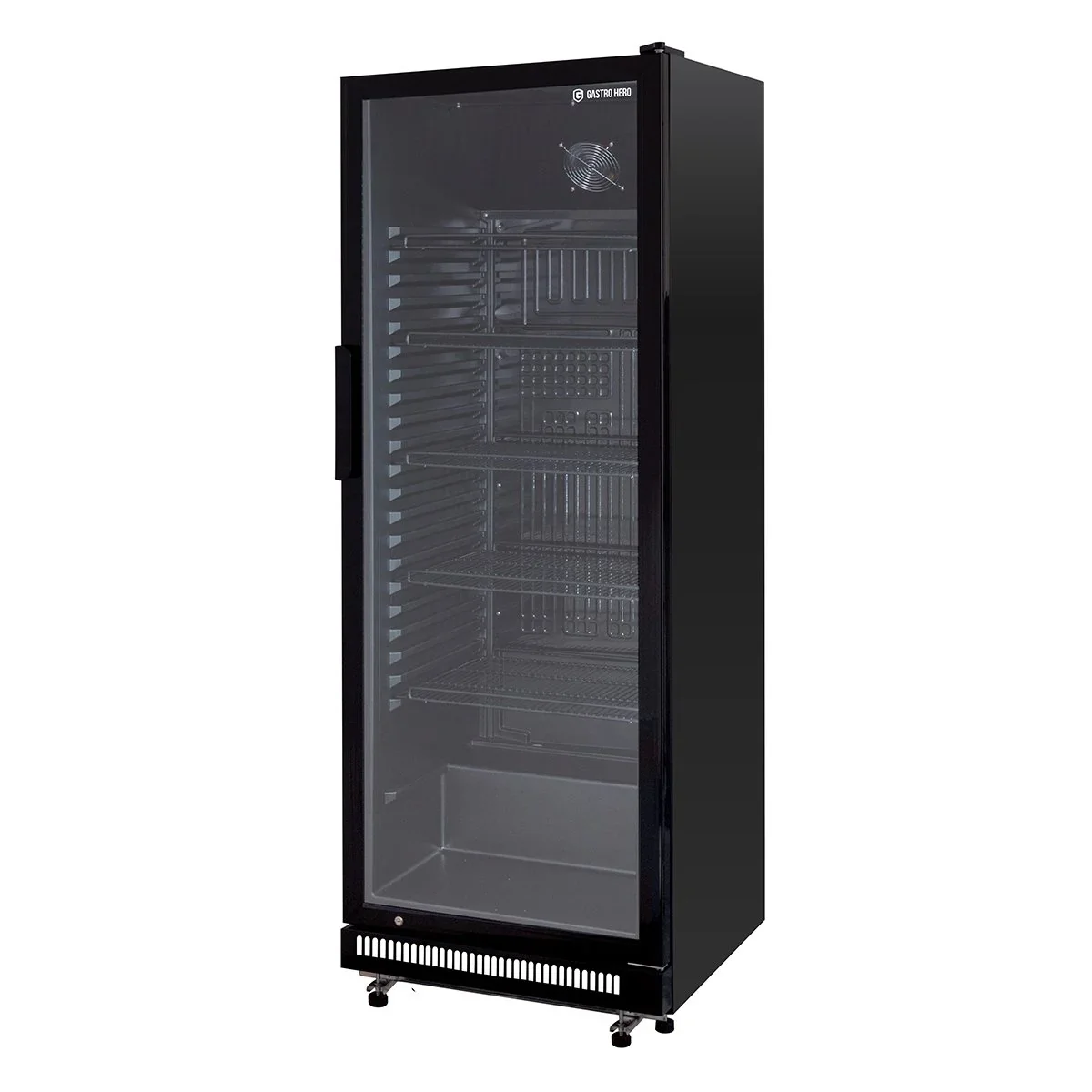 Getränkekühlschrank GKS-360, 360 Liter Kühlraumvolumen, 5 verstellbare Einlegeböden, Innenbeleuchtung, Abschließbar, Schwarz - Image 3