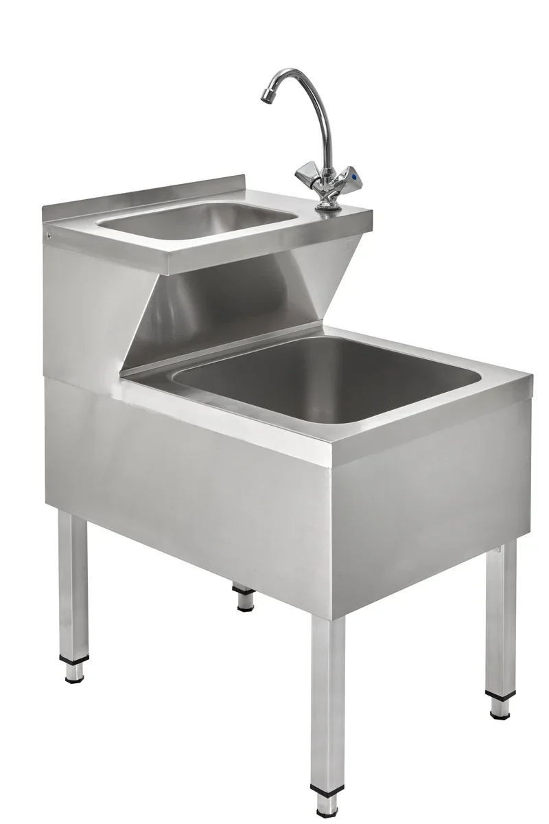 Handwasch-Ausgussbeckenkombination Basic 1, Kalt- und Warmwasserhahn