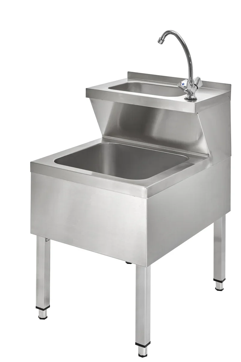Handwasch-Ausgussbeckenkombination Basic 1, Kalt- und Warmwasserhahn - Image 2