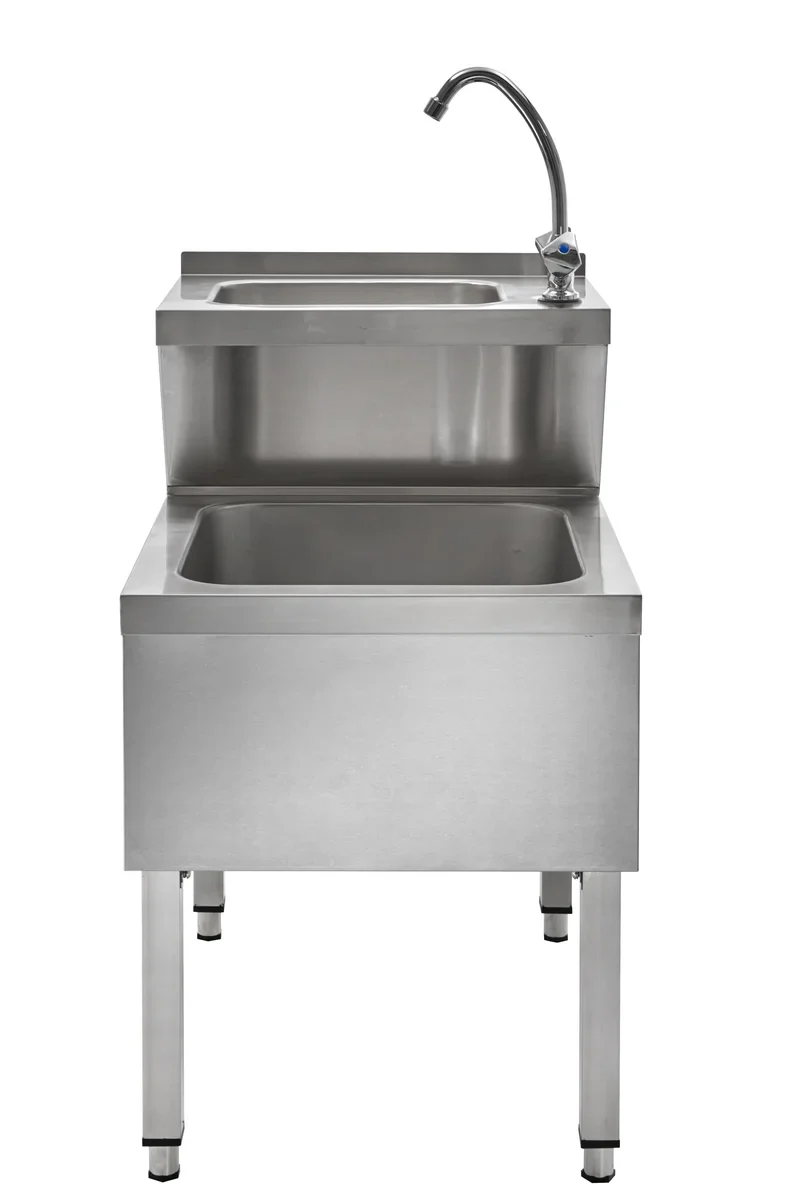 Handwasch-Ausgussbeckenkombination Basic 1, Kalt- und Warmwasserhahn - Image 3