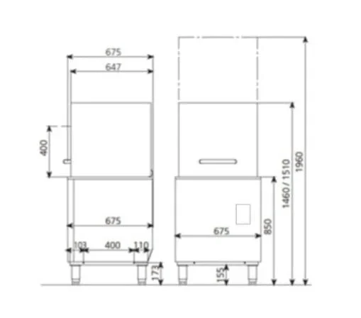Haubenspülmaschine ECO 54 SL 50x50 cm Korbmaß, mit Reiniger- & Klarspüldosierer, mit Ablaufpumpe, Made in Europe, 400 Volt - Image 5