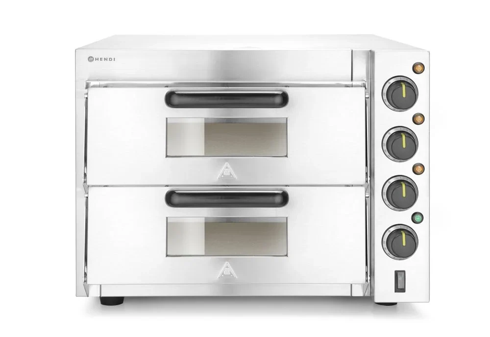 Hendi Doppeldeck-Pizzaofen 3000W, Silber, 230V/3000W, 585x625x(H)439mm
