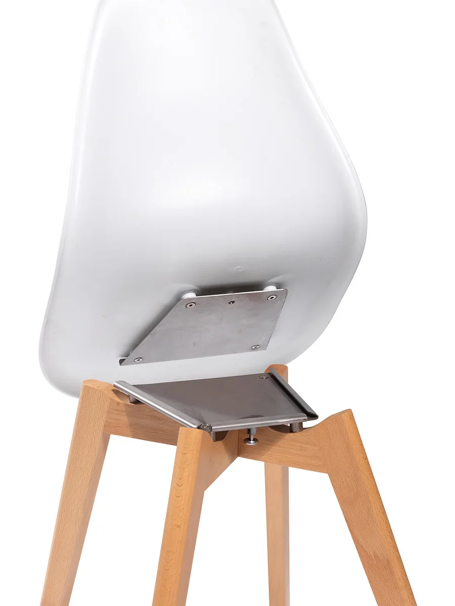 Feros Keeve Stapelstuhl weiß ohne Armlehne, Birkenholzgestell und Kunststoffsitzfläche, 470 x 530 x 830 mm - Image 4