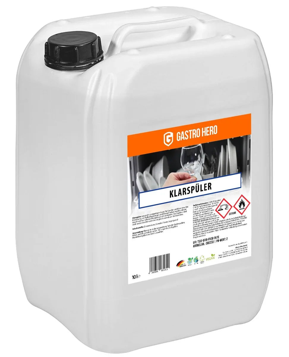 Klarspüler Spülmaschinen 10 Liter Zitrus für glänzendes, trockenes Geschirr