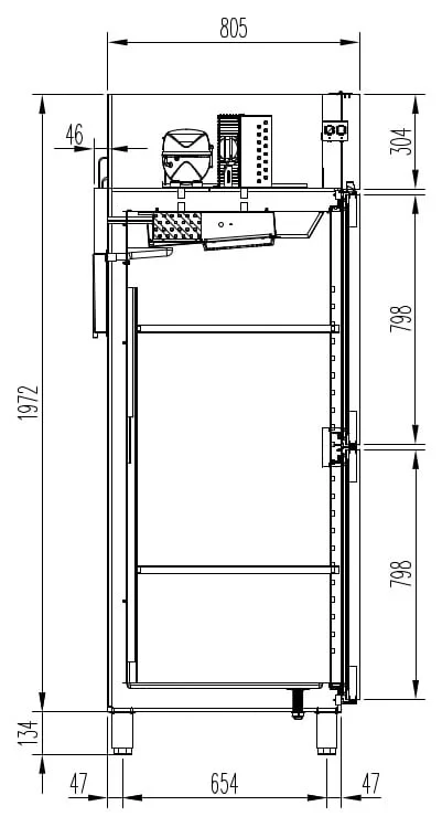 Kühlschrank Profi 700 GN 2/1 - mit 2 Halbtüren - Image 3