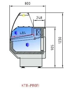 Kühltheke PROFI 100 - rundes Frontglas, 1050 mm, mit LED-Beleuchtung - Image 4