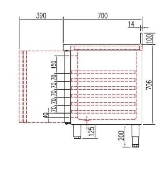 Kühltisch Profi 2/0 Superior mit Aufkantung - GN 1/1