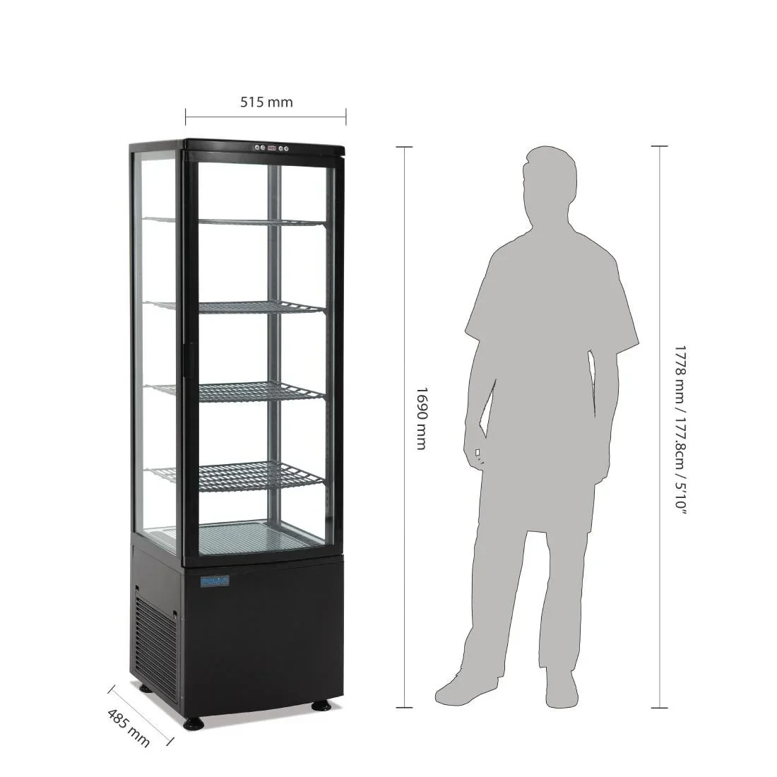Kühlvitrine Polar 235 schwarz - mit gebogener Glastür - Image 6