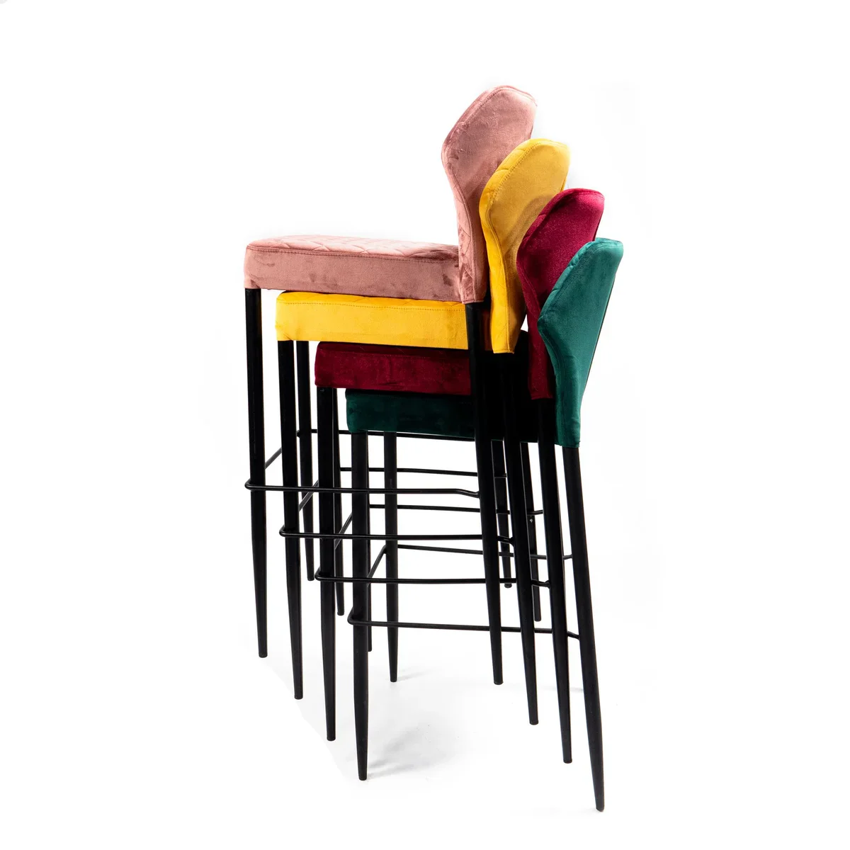 Feros Louis Barhocker Velours Gepolstert Grün, feuerhemmend, 500 x 470 x 1050 mm - Image 4