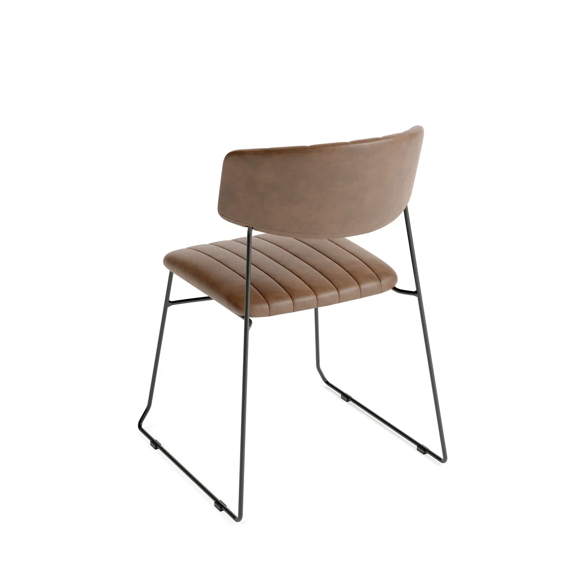Feros Mundo Stapelstuhl Cognac, Kunstleder gepolstert, feuerhemmend, 540 x 550 x 790 mm - Image 3