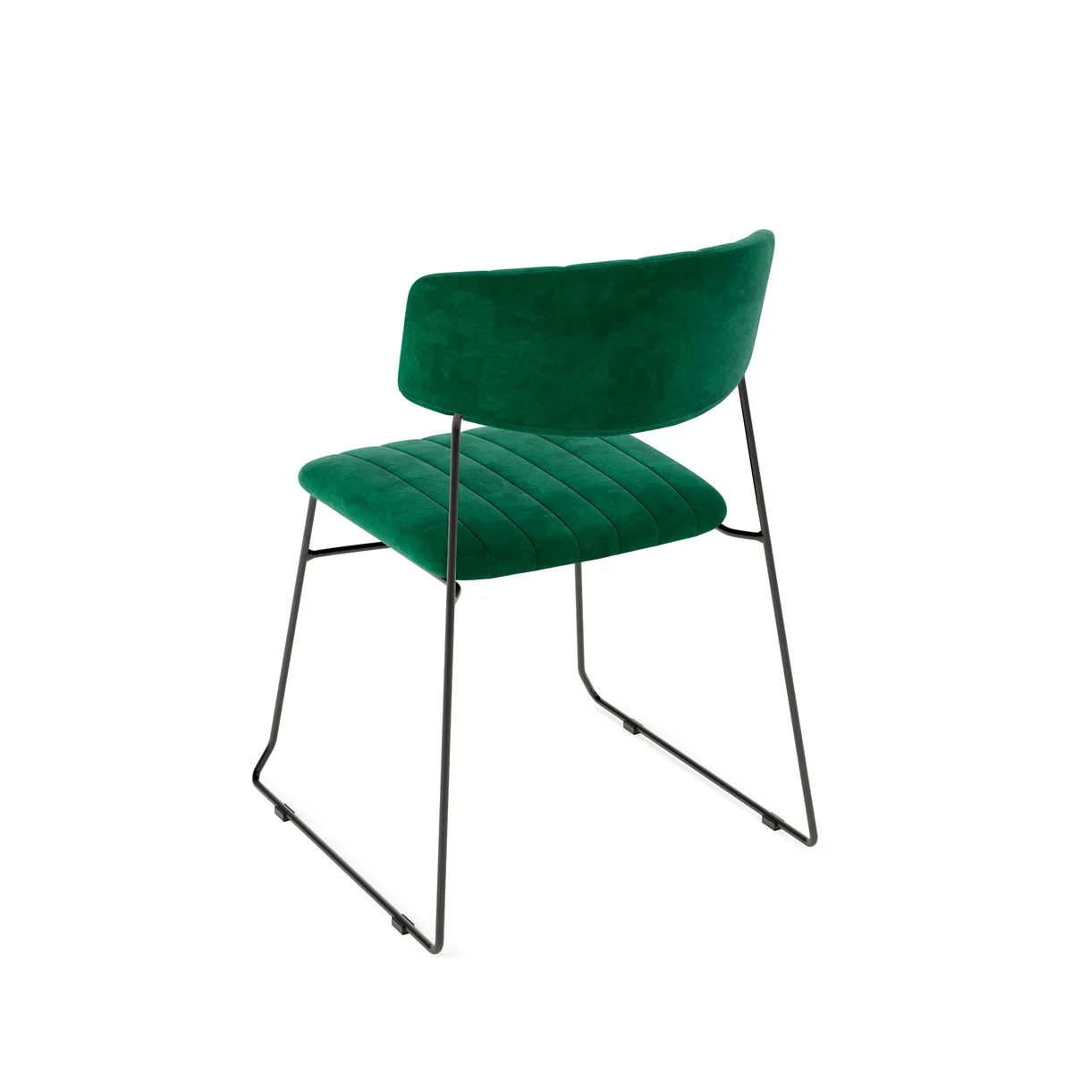 Feros Mundo Stapelstuhl Grün, Velours gepolstert, feuerhemmend, 540 x 550 x 790 mm - Image 3