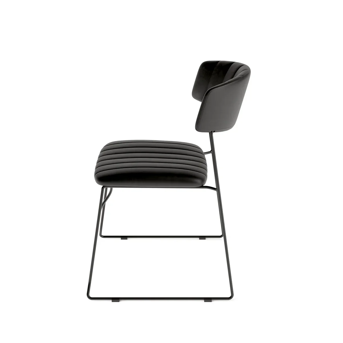 Feros Mundo Stapelstuhl Schwarz, Kunstleder gepolstert, feuerhemmend, 540 x 550 x 790 mm - Image 2