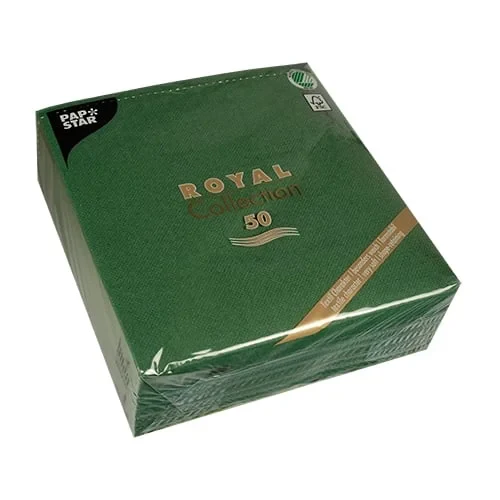 Papstar 50 Servietten ROYAL Collection 1/4-Falz 40 cm x 40 cm dunkelgrün - Image 3
