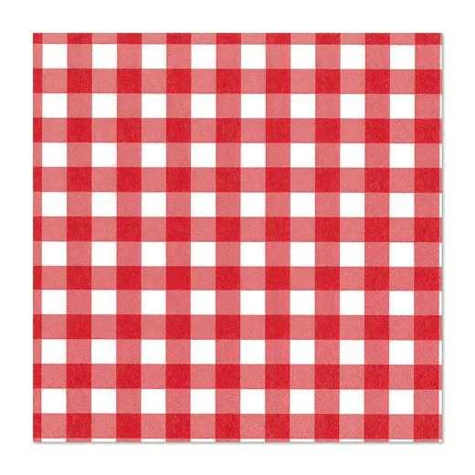 Papstar Servietten Vichy Karo, 3-lagig 1/4-Falz 33 cm x 33 cm rot - 100 Stk
