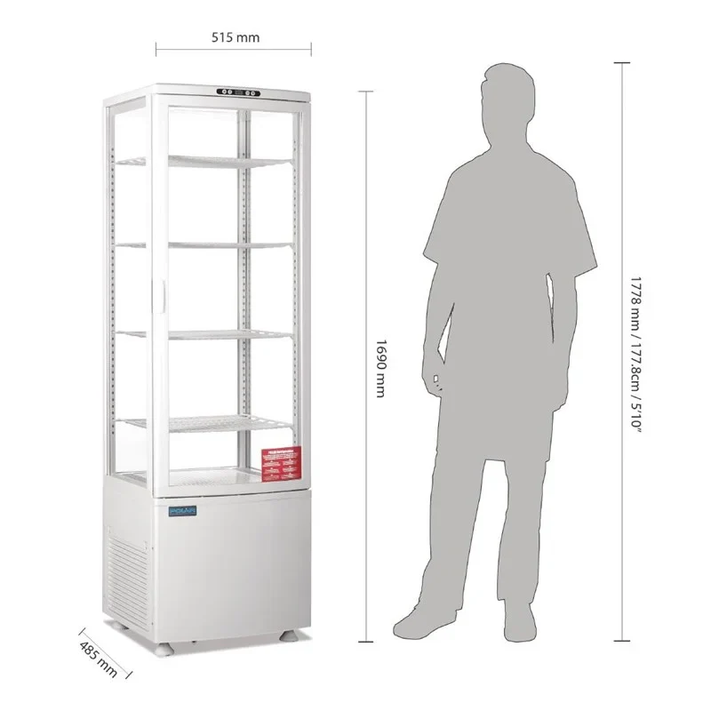 Polar C-Serie Standkühlvitrine 235 Liter mit gebogener Tür, weiß - Image 5