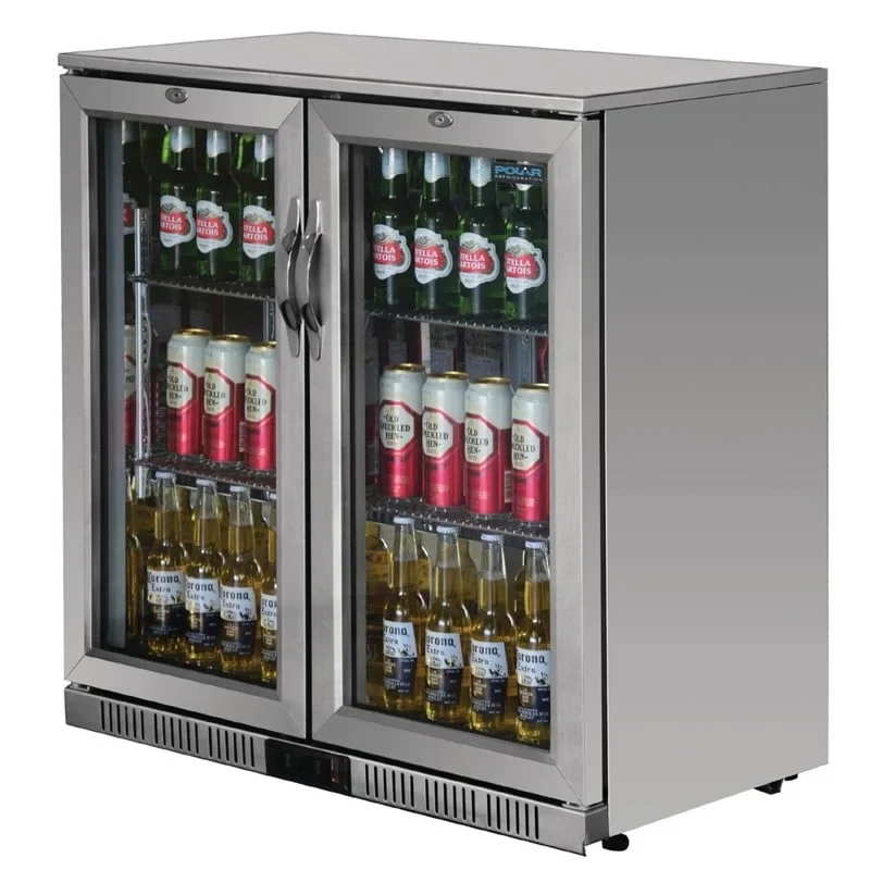 Polar Serie G Edelstahl Barkühlschrank mit 2 Klapptüren 208L - Image 3