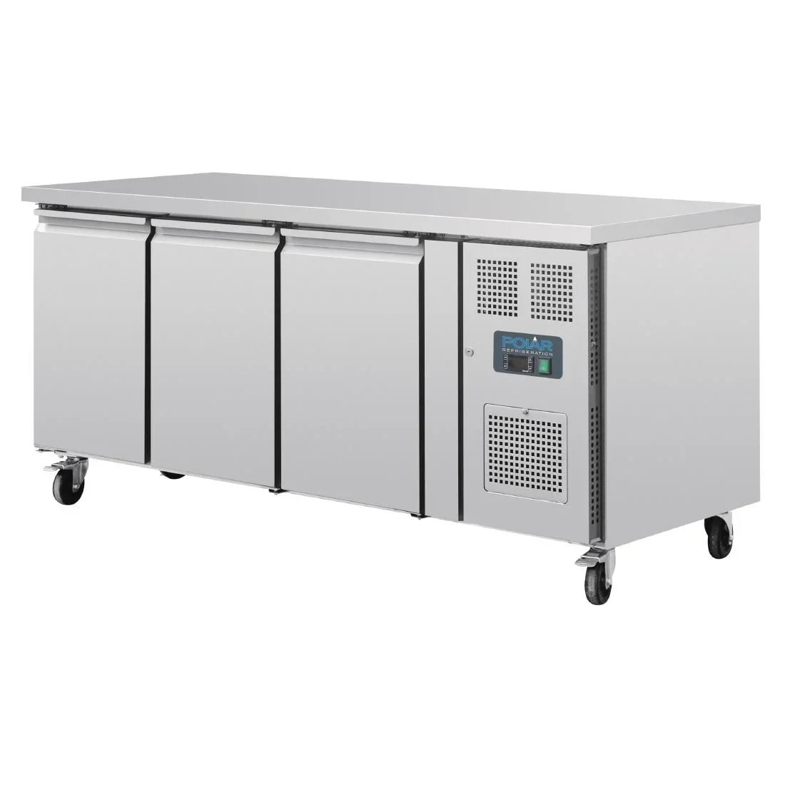 Polar U-Serie Bäckerei-Kühltisch EN 60x40 3 Türen 634 Liter auf Rollen - Image 2