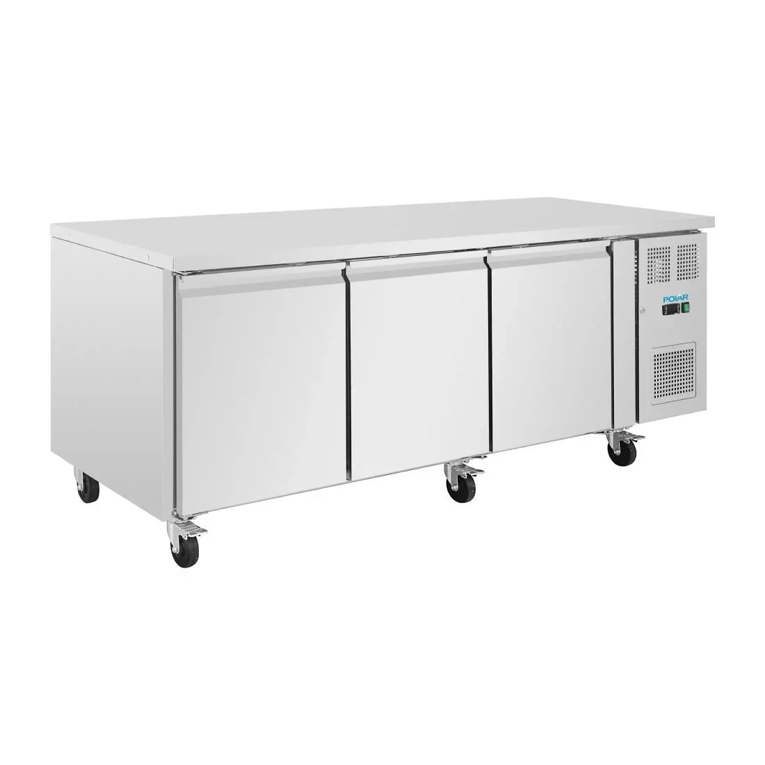 Polar U-Serie Bäckerei-Kühltisch EN 60x40 3 Türen 634 Liter auf Rollen - Image 3