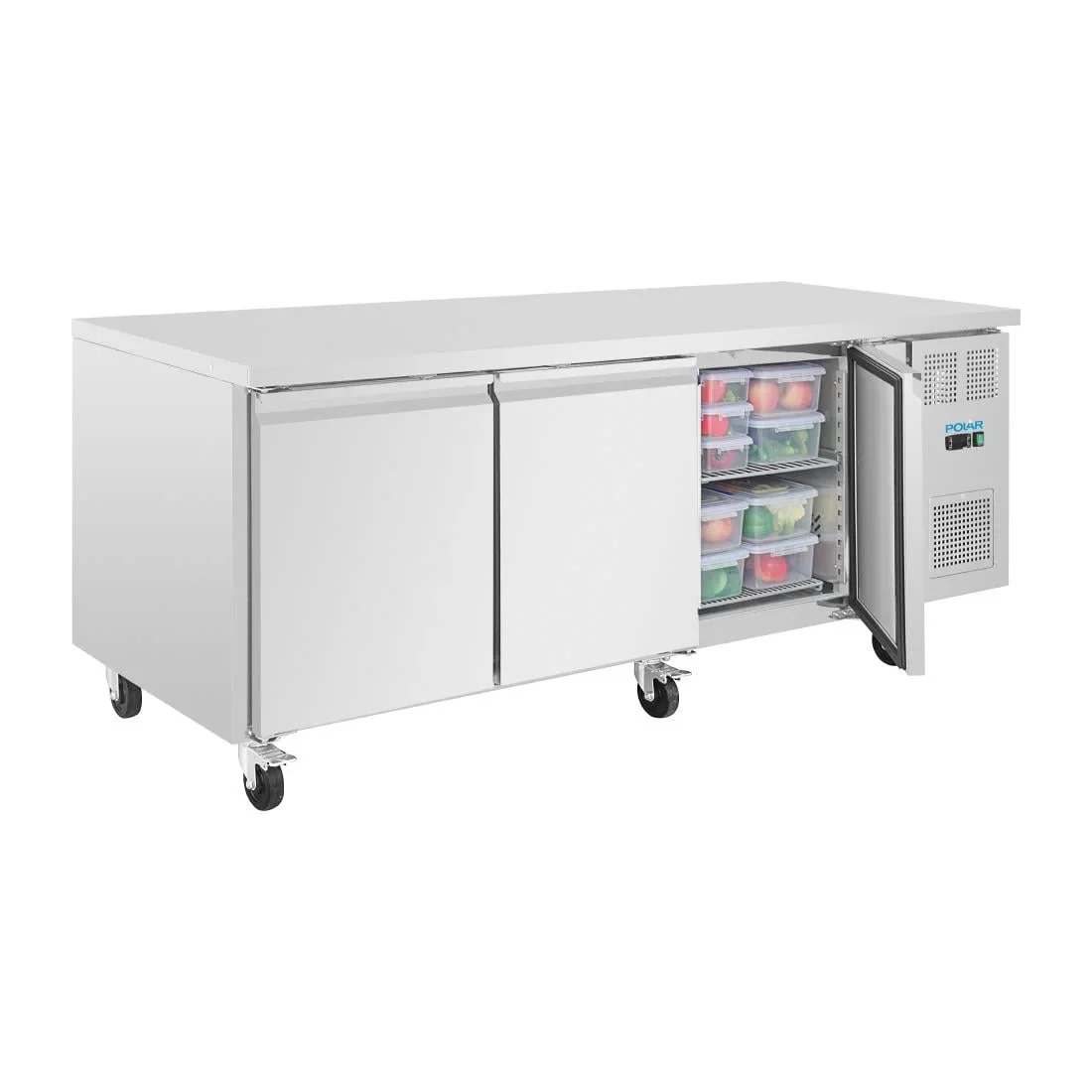 Polar U-Serie Bäckerei-Kühltisch EN 60x40 3 Türen 634 Liter auf Rollen - Image 7