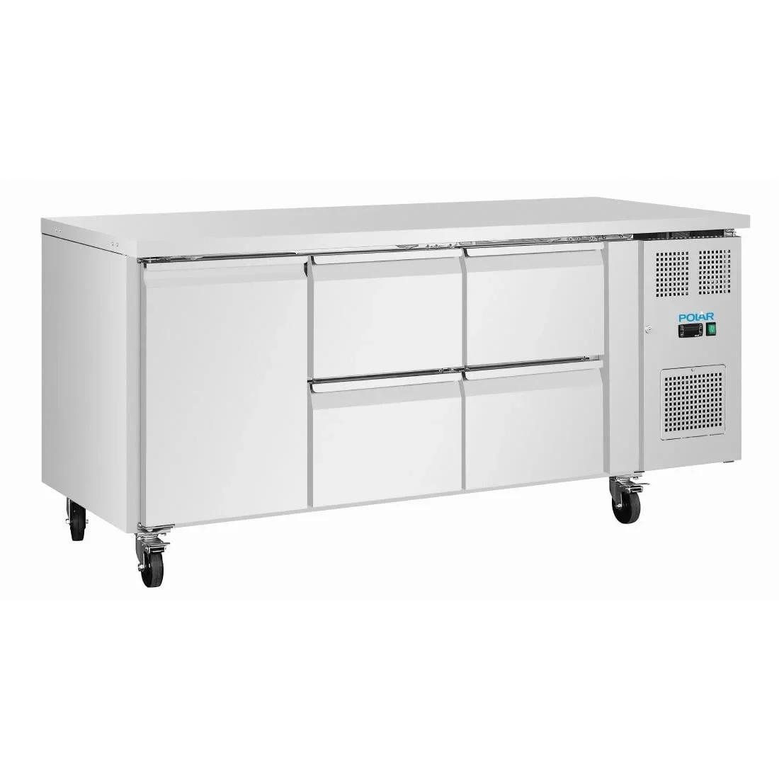 Polar U-Serie Kühltisch 4 Schubladen & 1 Tür 465 Liter auf Rollen - Image 2