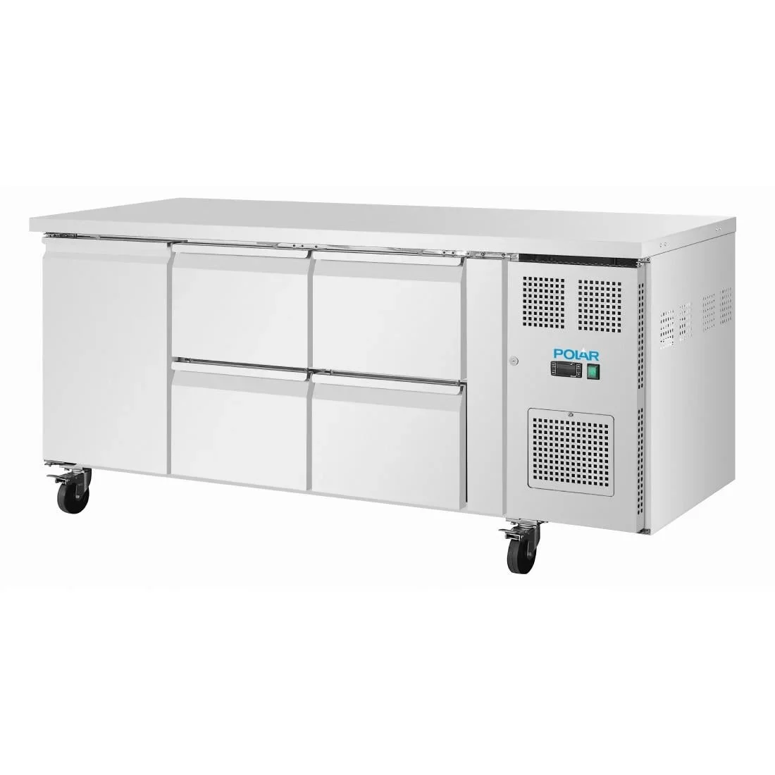 Polar U-Serie Kühltisch 4 Schubladen & 1 Tür 465 Liter auf Rollen - Image 3