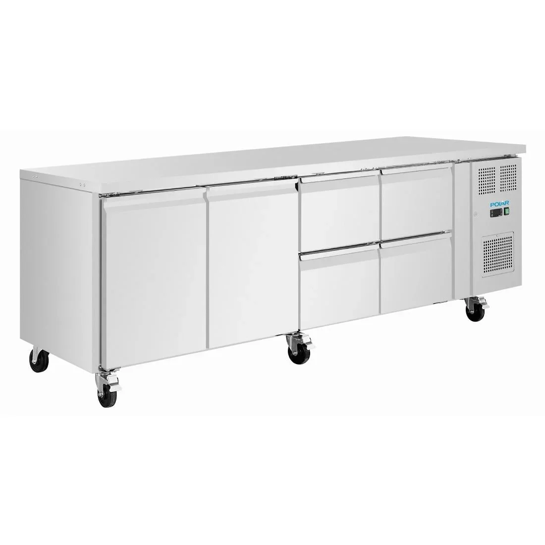 Polar U-Serie Kühltisch 4 Schubladen & 2 Türen 616 Liter auf Rollen - Image 2