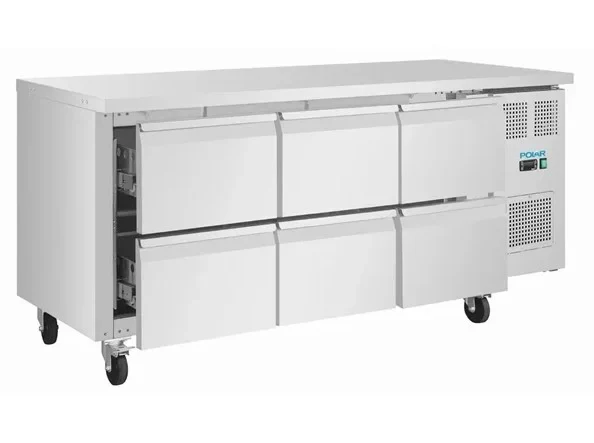 Polar U-Serie Kühltisch 6 Schubladen 465 Liter auf Rollen - Image 2