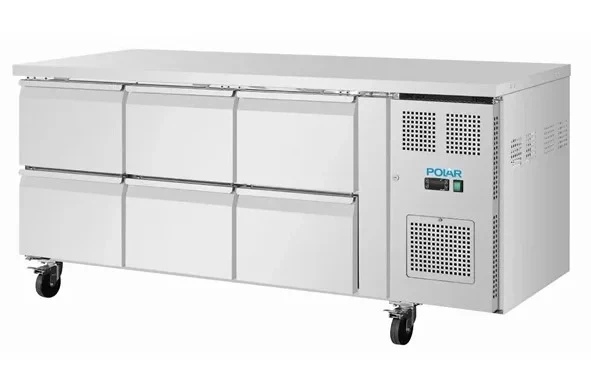 Polar U-Serie Kühltisch 6 Schubladen 465 Liter auf Rollen - Image 3