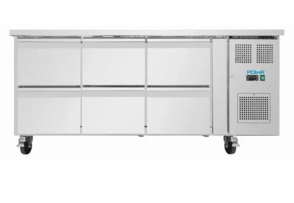 Polar U-Serie Kühltisch 6 Schubladen 465 Liter auf Rollen - Image 6