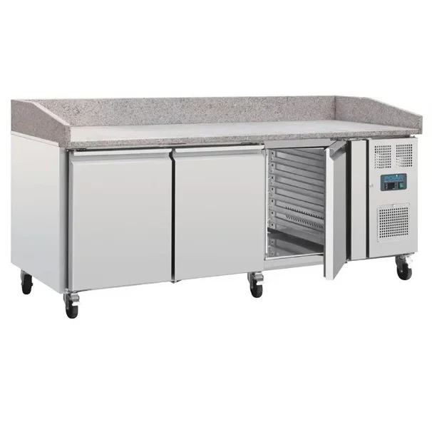 Polar U-Series Pizzatisch 3 Türen mit Granitplatte 643 Liter auf Rollen - Image 2