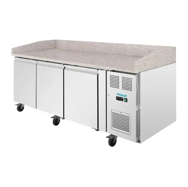 Polar U-Series Pizzatisch 3 Türen mit Granitplatte 643 Liter auf Rollen - Image 4