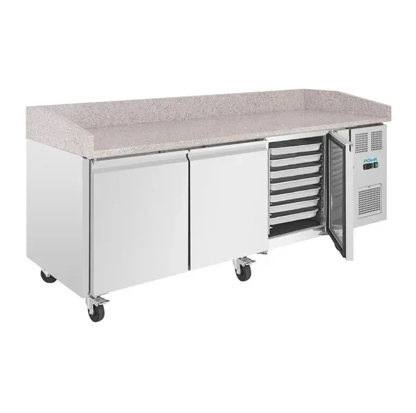 Polar U-Series Pizzatisch 3 Türen mit Granitplatte 643 Liter auf Rollen - Image 9
